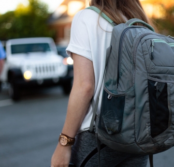 Student with backpack