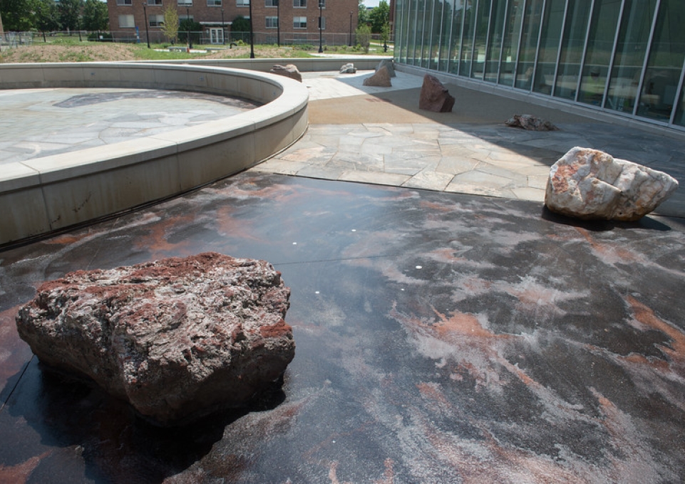 Area just outside the SAMC with sitting wall and boulders