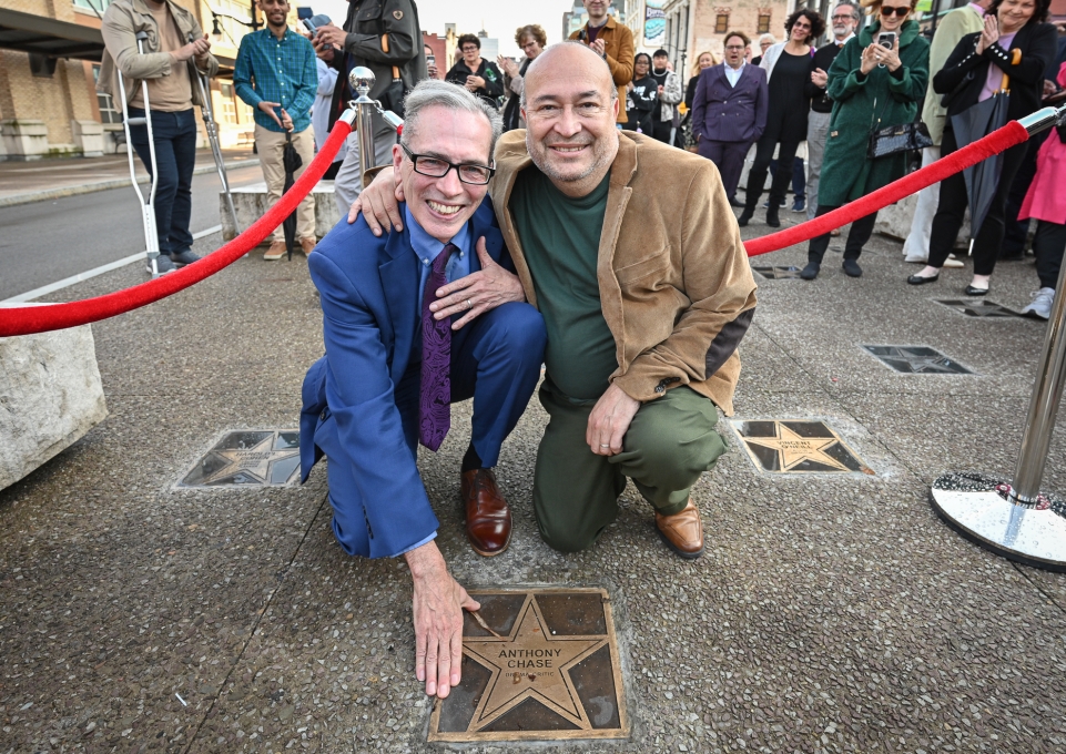 Anthony Chase and Javier Bustillos by the Anthony Chase star in the Plaza of Stars