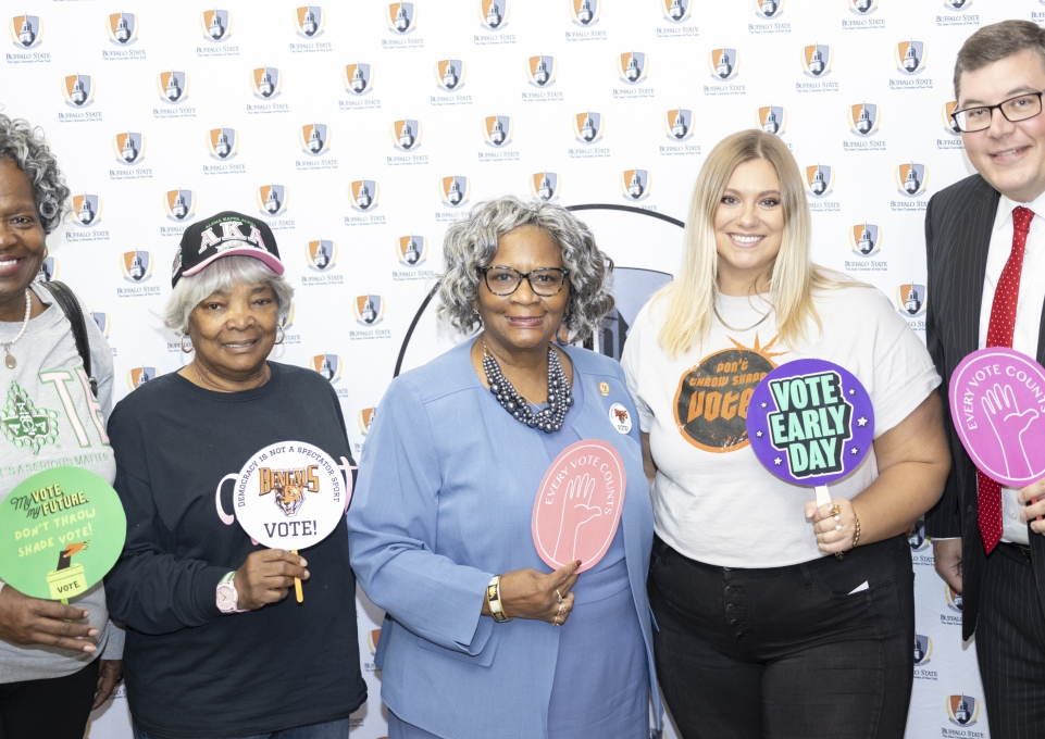 Buffalo State and Erie County representatives at the voter empowerment rally