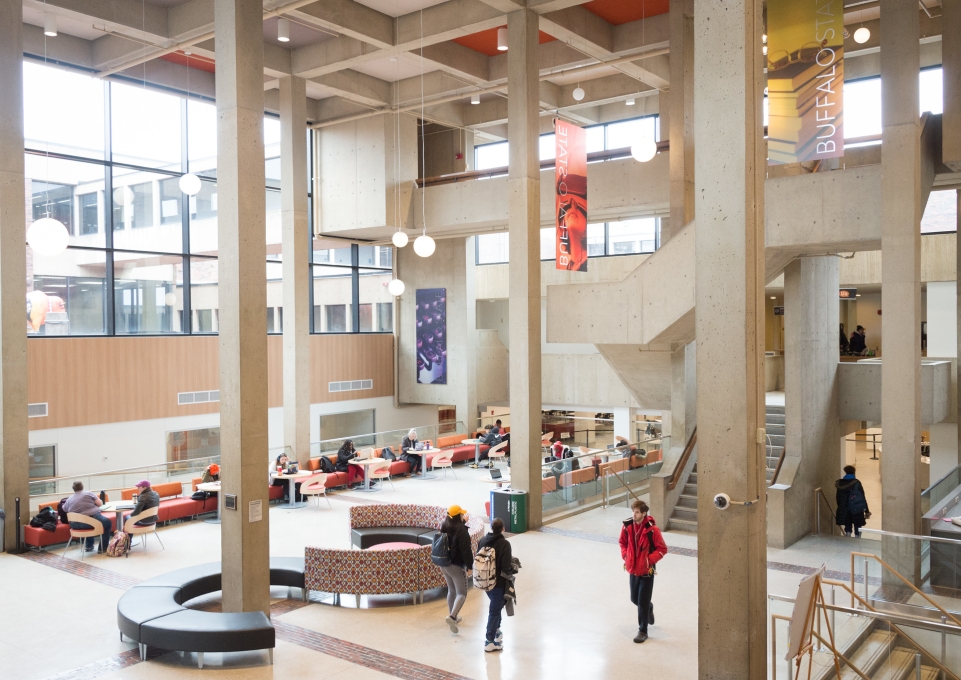 Buffalo State's E.H. Butler Library quad entrance lobby