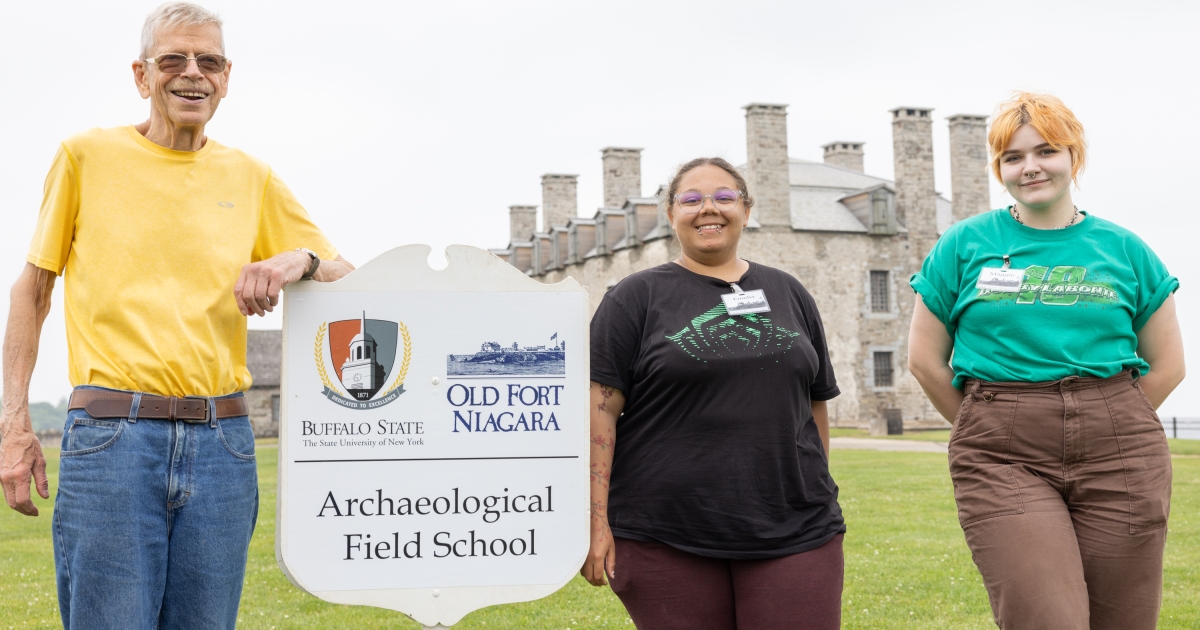 Buffalo State Archaeological Field School participants dig into the